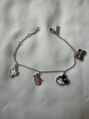 Coach Disney Minnie Charm Bracelet with Pink Shoe, White Glove & Rainbow Bow